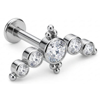 Tytan labret łuk tiara z kryształami gwint wewnętrzny