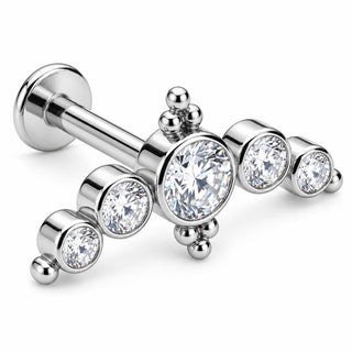 Tytan labret łuk tiara z kryształami gwint wewnętrzny