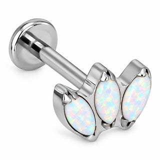 Tytan labret potrójny wachlarz opal gwint wewnętrzny