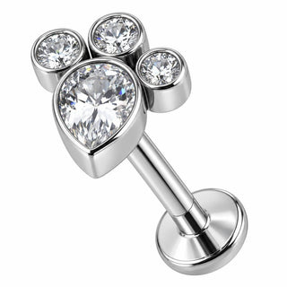 Tytan labret kryształowa łapka zwierzaka gwint wewnętrzny