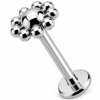Tytan labret kwiatek z kuleczek cluster gwint wewnętrzny