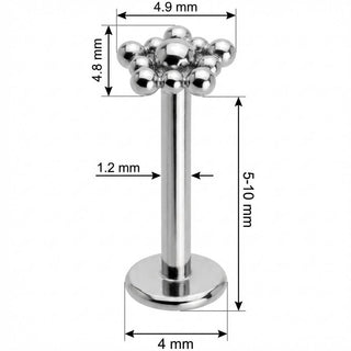 Tytan labret nakrętka romb cluster kulek gwint wewnętrzny