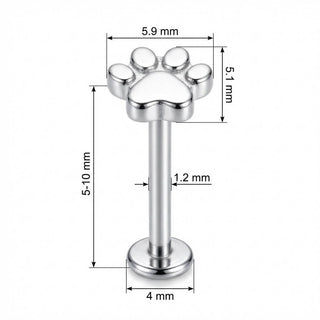 Tytan labret mały odcisk łapki gwint wewnętrzny
