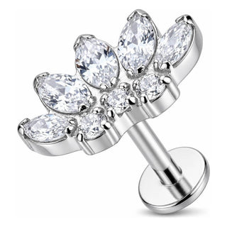 Tytan labret wachlarz lotus kryształy marquise gwint wewnętrzny
