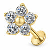 Tytan labret pięciopłatkowy kwiatek cyrkonia gwint wewnętrzny