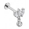 Tytan labret wachlarz marquise z okrągłą zawieszką gwint wewnętrzny