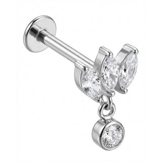 Tytan labret wachlarz marquise z okrągłą zawieszką gwint wewnętrzny