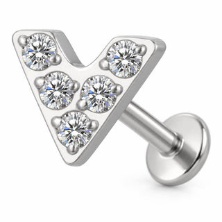 Tytan labret chevron kształt v cyrkonia gwint wewnętrzny
