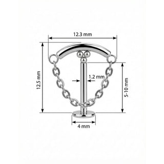 Tytan labret łuk z wiszącym łańcuszkiem gwint wewnętrzny