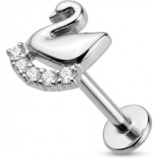 Tytan labret łabędź z łukiem kryształków gwint wewnętrzny