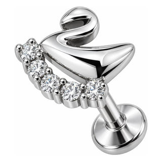 Tytan labret łabędź z łukiem kryształków gwint wewnętrzny