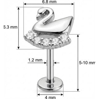 Tytan labret łabędź z łukiem kryształków gwint wewnętrzny