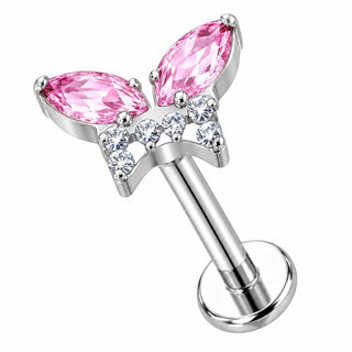 Tytan labret motyl cyrkonia gwint wewnętrzny