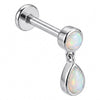 Tytan labret cyrkonia zawieszka łezka opal gwint wewnętrzny