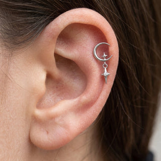 Tytan labret księżyc gwiazda zawieszka cyrkonia gwint wewnętrzny – getragen