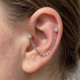 Tytan labret łańcuszek cyrkonia gwint wewnętrzny – getragen