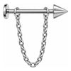 Tytan labret kolec z łańcuszkiem