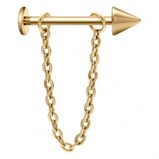 Tytan labret kolec z łańcuszkiem