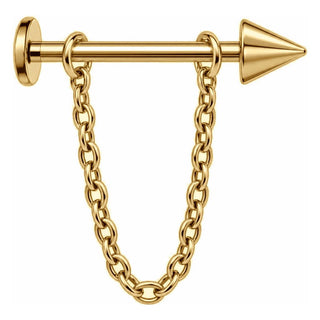 Tytan labret kolec z łańcuszkiem