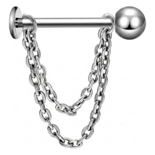 Tytan labret podwójny łańcuszek