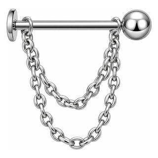 Tytan labret podwójny łańcuszek