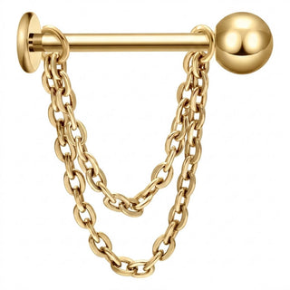 Tytan labret podwójny łańcuszek