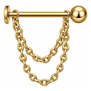 Tytan labret podwójny łańcuszek