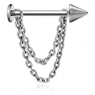 Tytan labret stożek podwójny łańcuszek