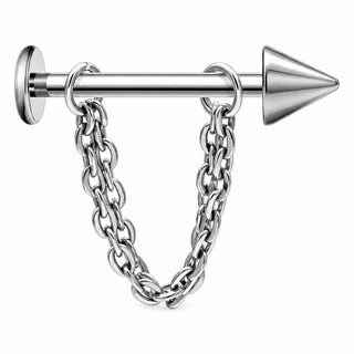 Tytan labret stożek z łańcuszkiem