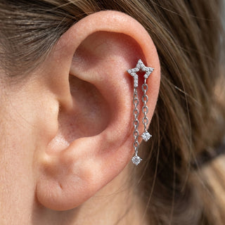 Tytan labret gwiazda łańcuszki cyrkonia gwint wewnętrzny – getragen
