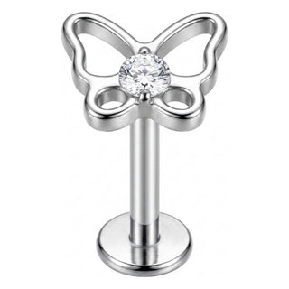 Tytan labret motyl cyrkonia gwint wewnętrzny