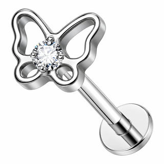 Tytan labret motyl cyrkonia gwint wewnętrzny