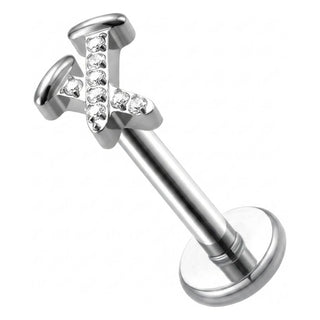 Tytan labret litera x cyrkonia gwint wewnętrzny