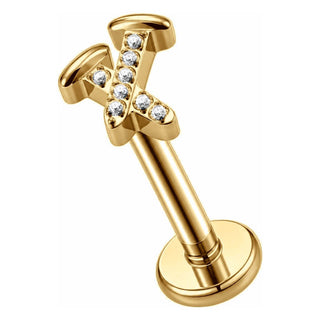 Tytan labret litera x cyrkonia gwint wewnętrzny