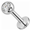 Srebro próby 925 labret okrągły kamień w oprawie 4 mm gwint wewnętrzny