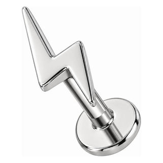 Srebro próby 925 labret symbol w kształcie błyskawicy gwint wewnętrzny