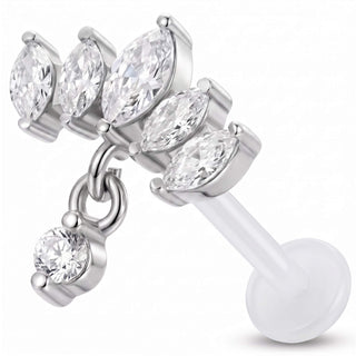 Tytan labret wachlarz kamieni marquise zawieszka gwint wewnętrzny