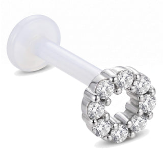 Tytan labret otwarty okrąg z kamieniami gwint wewnętrzny