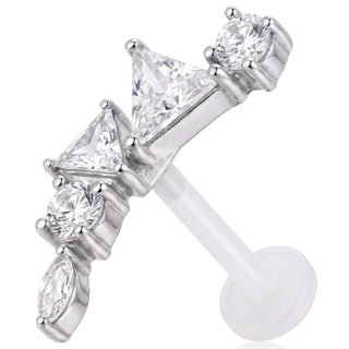 Tytan labret łuk kamienie różne kształty gwint wewnętrzny