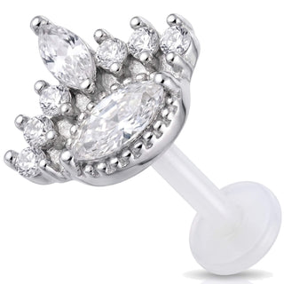 Tytan labret królewska tiara z kamieniami gwint wewnętrzny