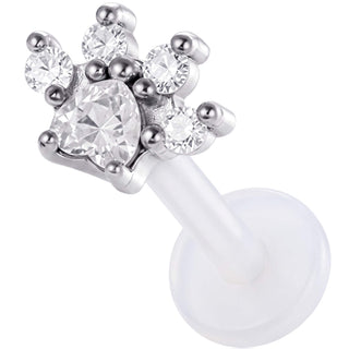 Tytan labret odcisk łapy z kamieniami gwint wewnętrzny