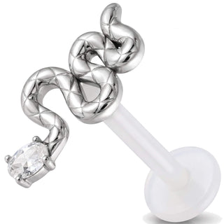 Tytan labret wąż z owalnym kamieniem gwint wewnętrzny