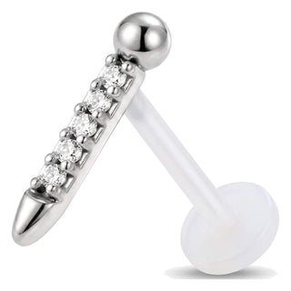 Tytan labret szpiczasty pręcik z kamieniami gwint wewnętrzny